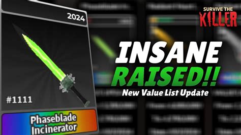 INSANE RAISED New Value List Update Survive The Killer YouTube