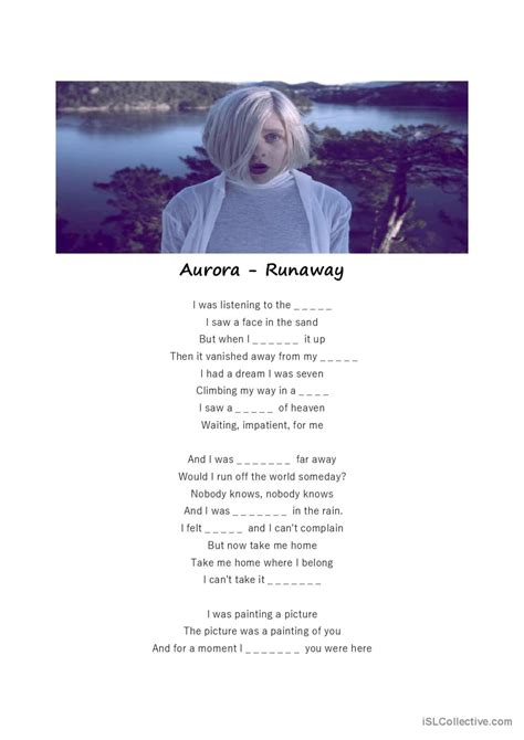 Song Runaway Aurora Song And Nurse English Esl Worksheets Pdf Doc