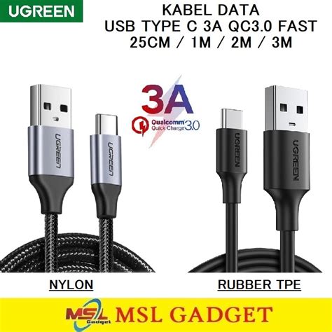 Jual Ugreen Kabel Data Usb Type C A Qc Fast Charging Panjang Pendek