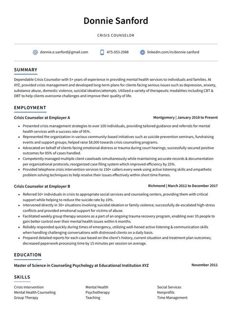 Crisis Counselor Resume Cv Example And Writing Guide