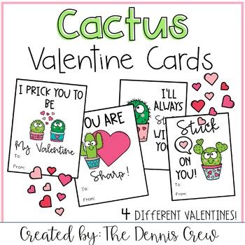 Cactus Valentine Cards for Students and Teachers by The Dennis Crew