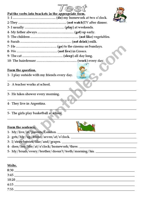 Present Simple Test Esl Worksheet By Ladan22