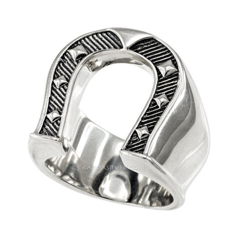 Solid Sterling Silver Mens Horseshoe Ring Silver Lucky Etsy