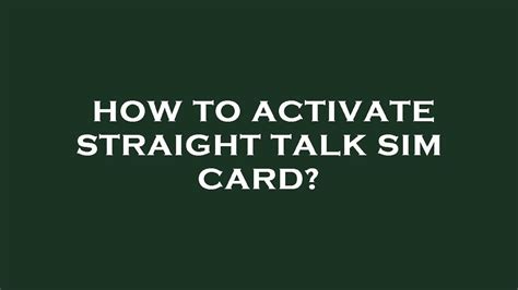 How To Activate Straight Talk Sim Card Youtube