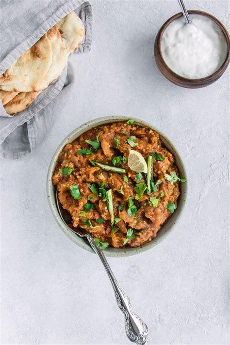 Easy Baingan Bharta Oven Roasted Broiled Eggplant Curry Recipe