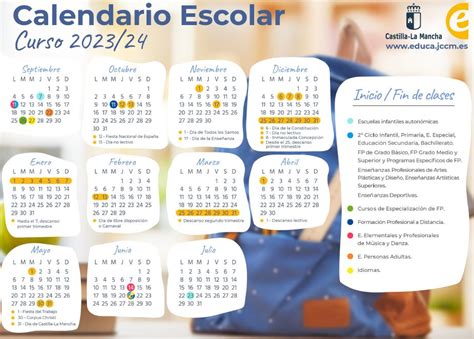 Calendario Escolar CLM 23 24 y listado de libros CEIP San José de