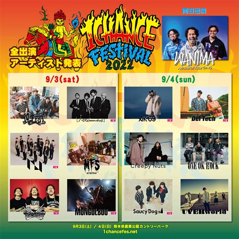 WANIMA OFFICIAL on Twitter 1CHANCE FESTIVAL 2022 追加アーティスト発表 AK69