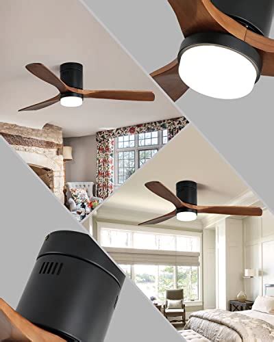 Sofucor Low Profile Ceiling Fan With Lights Flush Mount Ceiling Fan With Remote Control 52