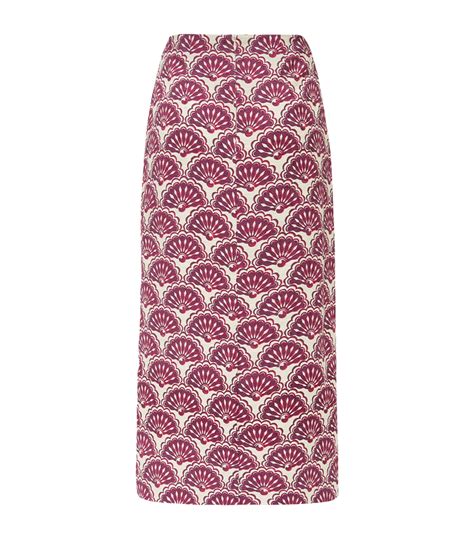 Womens La Doublej Neutrals Fan Print Pencil Skirt Harrods Uk