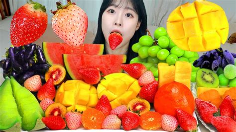 Asmr Mukbang 다양한 과일 먹방 And 레시피 딸기 샤인머스켓 망고 수박 Exotic Fruits Eating Youtube