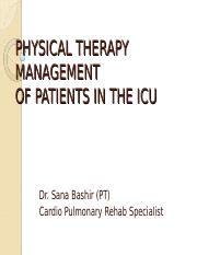 Pt In Icu Ppt Physical Therapy Management Of Patients In The Icu