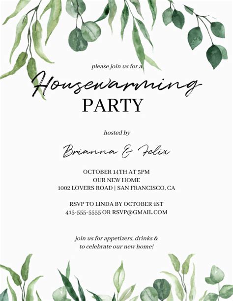 Floral Housewarming Party Invitation Flyer Po Template Postermywall