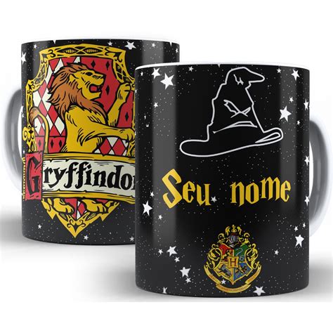 Caneca Harry Potter Personalizada Casa E Nome Porcelana Magica Ml