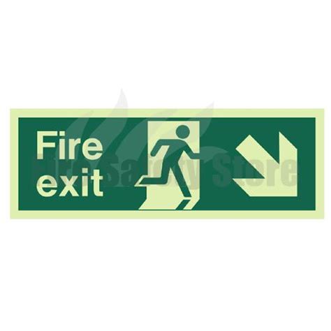 Mm X Mm Photoluminescent Fire Exit Down Right Sign Fire Safety