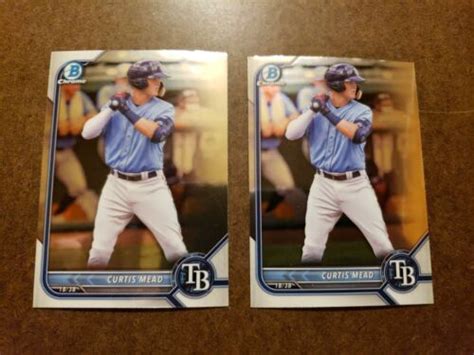 2 2022 Bowman Chrome Baseball Prospect BCP 223 Curtis Mead Tampa Bay