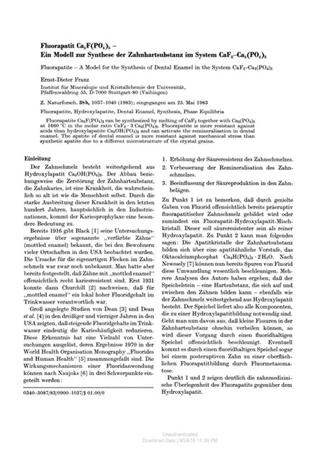 PDF Fluorapatit Ca5F PO4 3 Ein Modell Zur Synthese Der