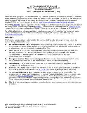 TCEQ 10536 Air Permits By Rule PBR Checklist Title 30 Texas