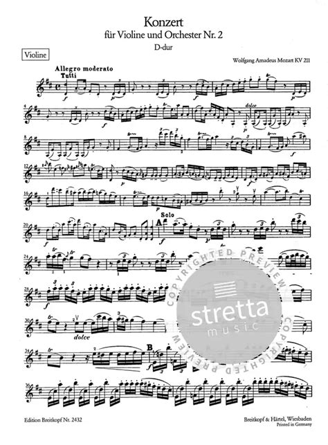 Violinkonzert D Dur Kv Von Wolfgang Amadeus Mozart Im Stretta