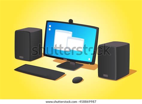 Workstation Cartoon Style Vector Illustration Stock Vector Royalty