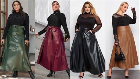 Trendy Long Leather Skirt Outfits For Plus Size Faux Long Leather