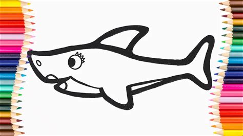How To Draw Cute Baby Shark For Kids And Toddlers - YouTube