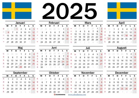 Kalender 2025 Med Veckor Sverige