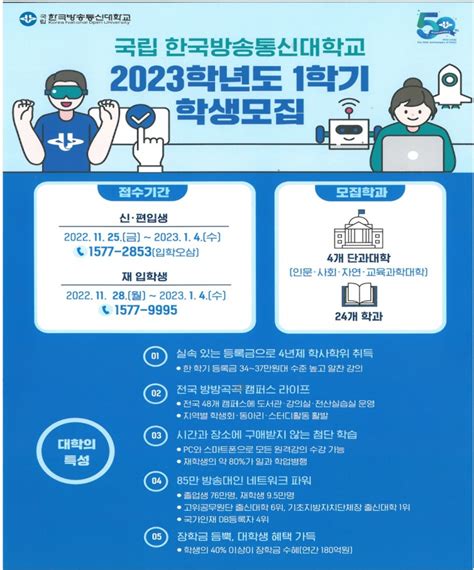 국립 한국방송통신대학교 23학년도 1학기 학생모집 울산광역시 중구 웰로