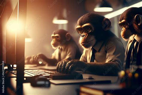 Monkeys Working In Office Funny Employees Working In Office At