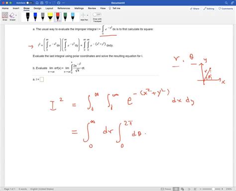 SOLVED 68 A The Usual Way To Evaluate The Improper Integral I Dx Is