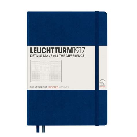 Leuchtturm Caderno De Notas A Capa Dura Pontilhado Azul Marinho