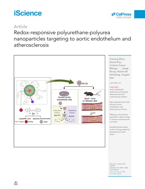 Pdf Redox Responsive Polyurethane Polyurea Nanoparticles Targeting To