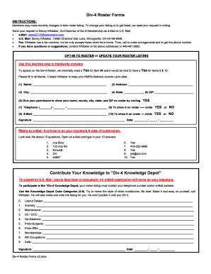 Fillable Online Div Roster Forms Contribute Your Knowledge To Div