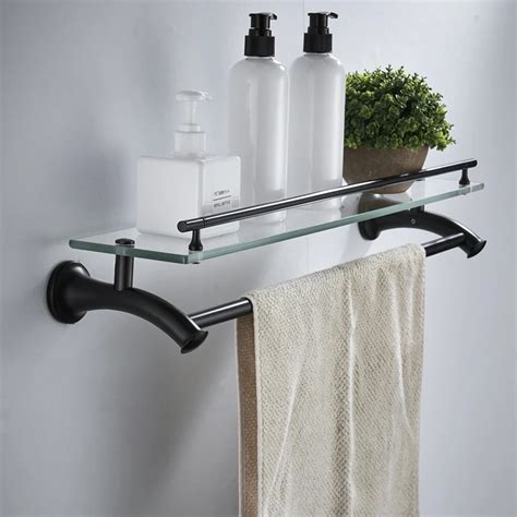 Glass Bathroom Shelf With Black Semis Online