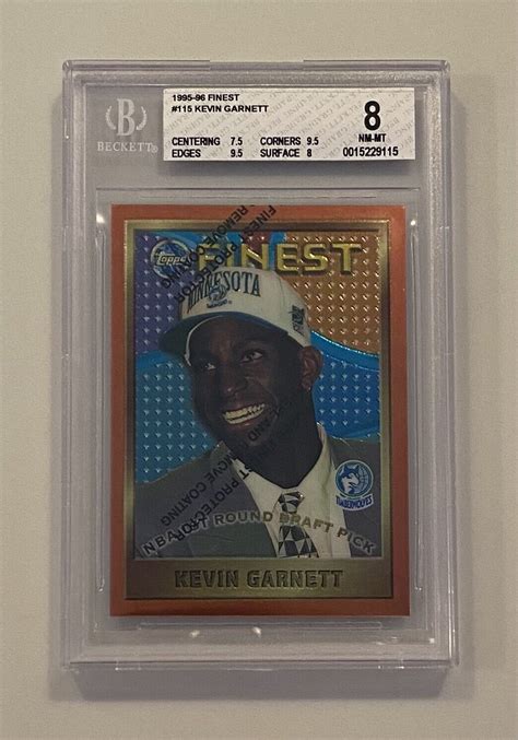 Kevin Garnett Topps Finest Rc Rookie Beckett Bgs Nm Mt