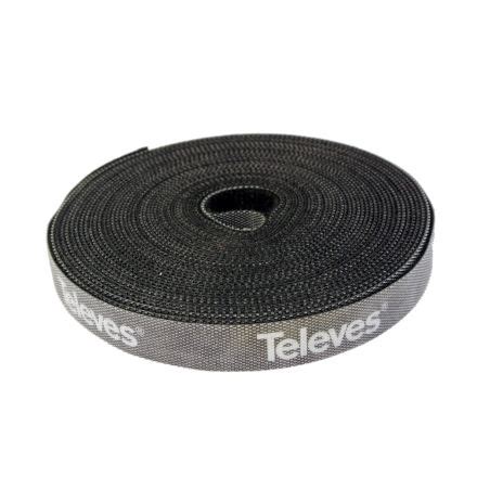 Cinta De Velcro Para Cables Rollo M Ancho Mm Negra Televes