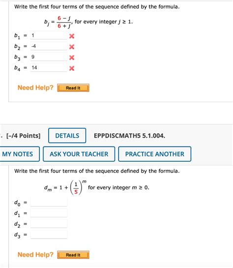 Solved Write The First Four Terms Of The Sequence Defined By