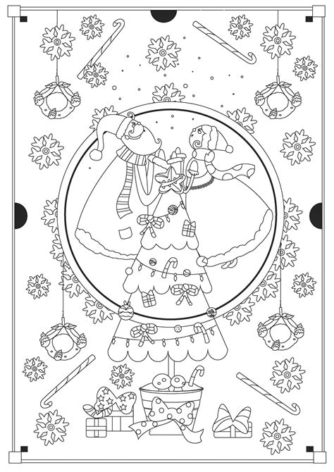 Christmas Coloring Page With Santa And Mrs Claus Christmas Adult