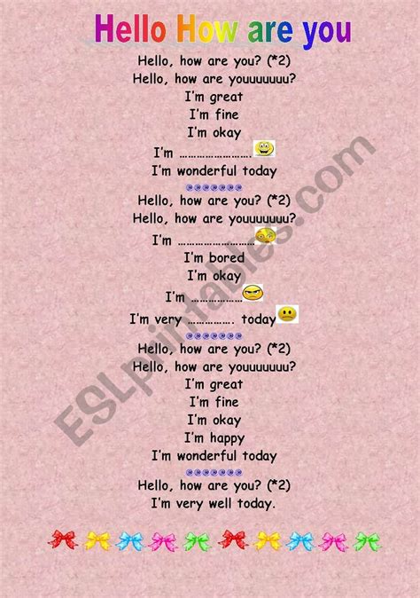 Hello Song - ESL worksheet by ayda louhichi