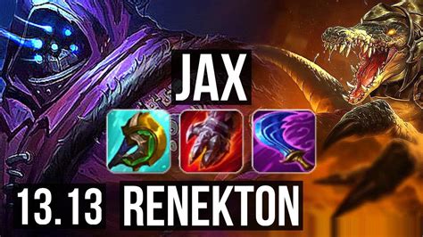 JAX Vs RENEKTON TOP 10 2 9 500 Games Godlike EUW Master 13