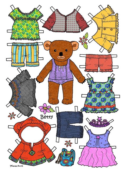 Paper Doll Teddy Bear With Clothes Ankleidepuppe Puppen Kreativ