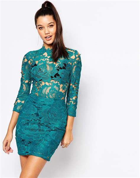 Missguided High Neck Lace Mini Dress At Asos Mini Dress Short