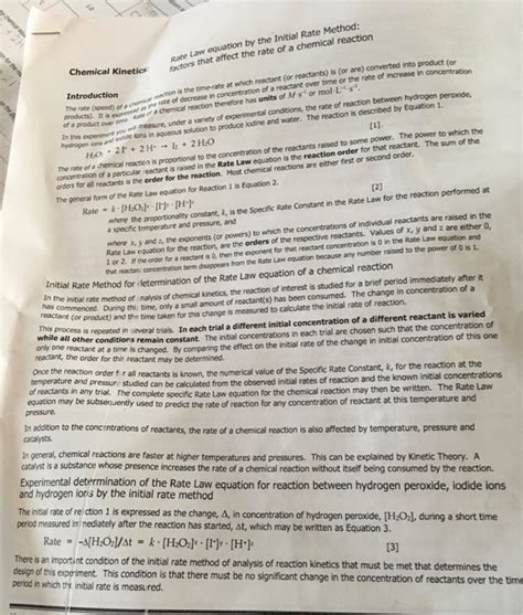 Hi, I need help completing my chemical kinetics lab, | Chegg.com 