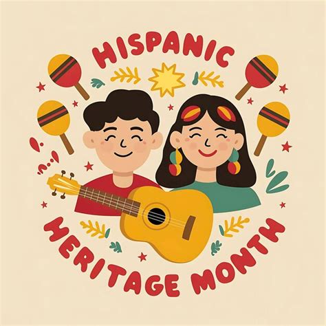 National Hispanic Heritage Celebration With People And Lettering Vector