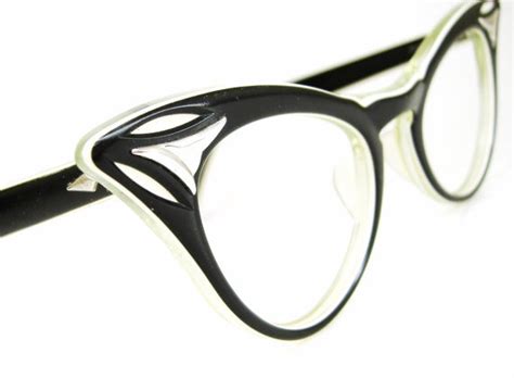 Vintage Black Winged Cat Eye Eyeglasses Nos