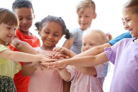 Little Children Putting Their Hands Together Stock Image Image Of