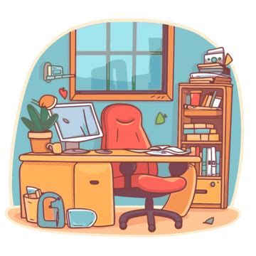 Cartoon Office In The Office Clipart Vector, Sticker Design With ...