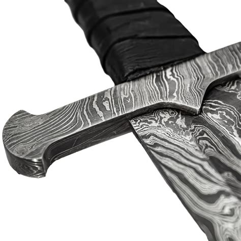 Devoted Guidance Damascus Templar Sword Full Tang Leather Handle