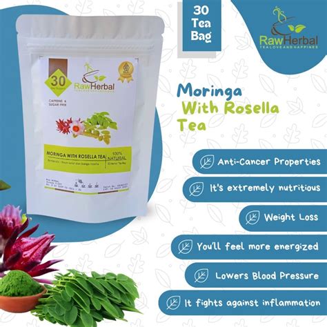 Moringa With Rosella Tea Teh Daun Kelor Rosella Merah Isi 30 Tea