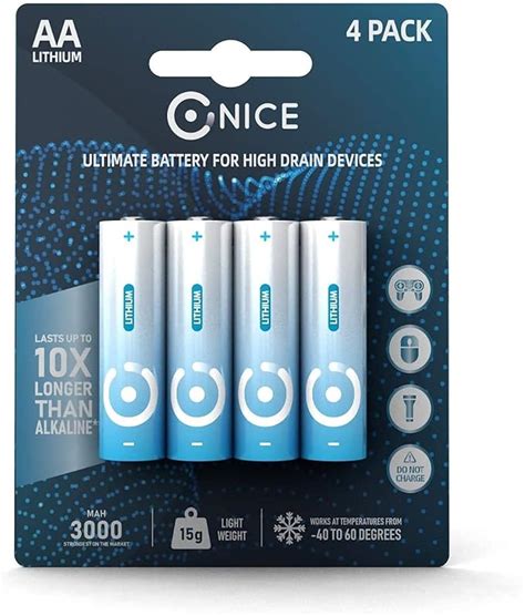 Pacchetto Di 4 Batterie Al Litio Ad Alta Potenza Aa Nice Power