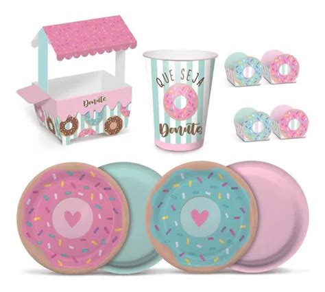 Kit Festa Donuts Cachepots Pratos Copos E Forminhas Parcelamento